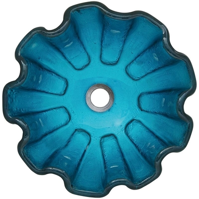 Forma verde del fiore del controsoffitto del bagno 150mm della ciotola di vetro del bacino temperata giro