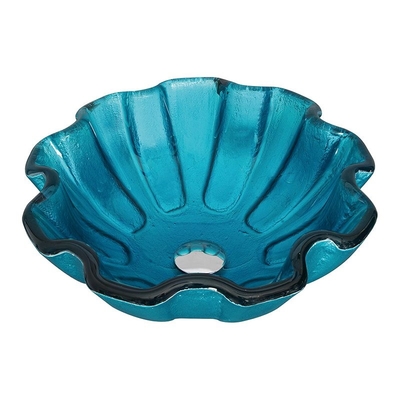 Forma verde del fiore del controsoffitto del bagno 150mm della ciotola di vetro del bacino temperata giro