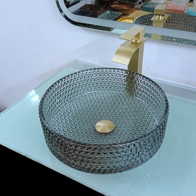 Altezza di vetro del piano d'appoggio del nero del lavabo del controsoffitto moderno 120mm artistica