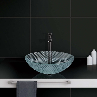 La vanità di vetro del Super Clear affonda l'incisione trasparente di CNC del bagno della ciotola