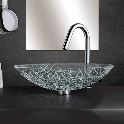 Il grande lavandino ovale della nave del Super Clear ha temperato L51 di vetro 5*W360 * H140mm