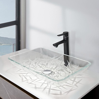 CNC che incide il Super Clear resistente del graffio rettangolare del ripiano dei lavabi del bagno