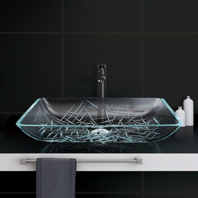 CNC che incide il Super Clear resistente del graffio rettangolare del ripiano dei lavabi del bagno
