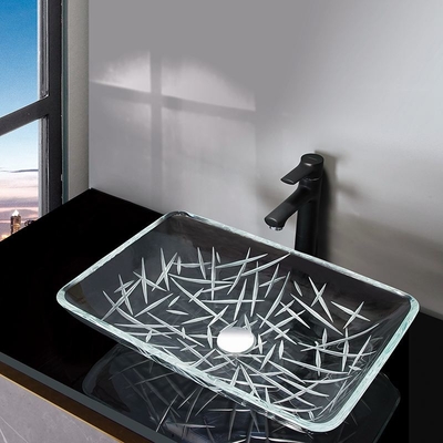 CNC che incide il Super Clear resistente del graffio rettangolare del ripiano dei lavabi del bagno