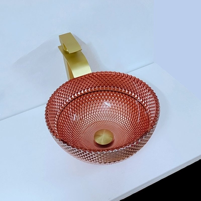 Vetro Shinning Rose Gold Vessel Sink Square sopra contro placcata