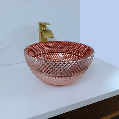 Vetro Shinning Rose Gold Vessel Sink Square sopra contro placcata