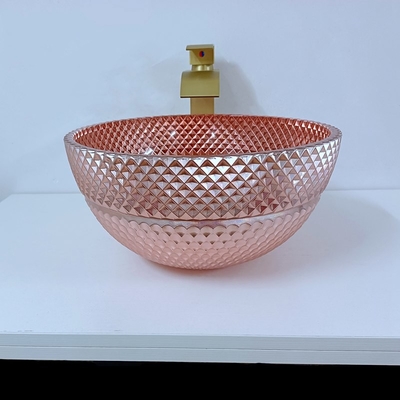 Vetro Shinning Rose Gold Vessel Sink Square sopra contro placcata