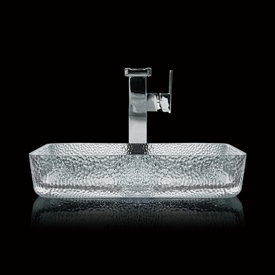330mm 460mm Bagno Vasca da lavaggio Tavolo in alto vetro poco profondo Fusione a fuso cristallino chiaro