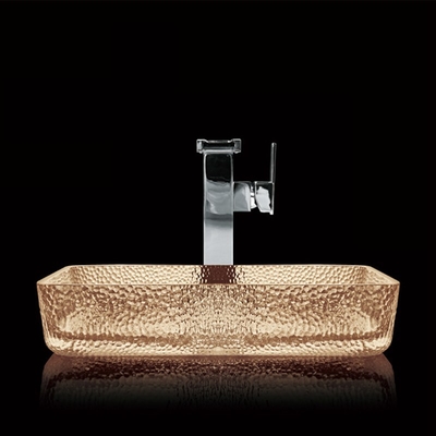 Lavabo leggero della mano della toilette del tè Crystal Vessel Rectangular Bathroom Sink
