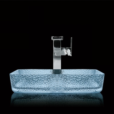Il colore blu di rettangolo del ripiano del bacino dell'acqua di vetro moderna del bagno ha laccato