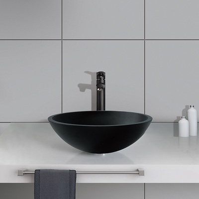 Rivestimento di vetro acido della ruggine di Matt Black Basin Round Bathroom dell'hotel anti
