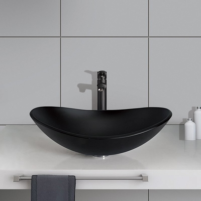 Il lingotto modella l'acido Matt Black Vanity Basin Bathroom 540mm che la lunghezza ha temperato pulito facile di vetro