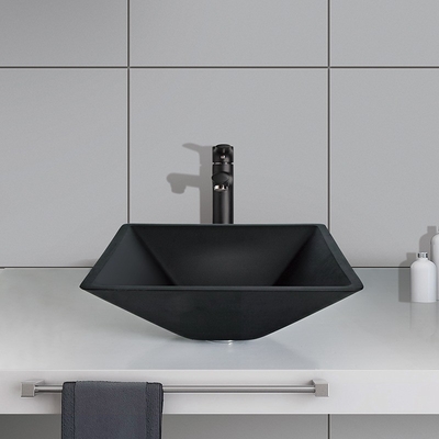 142mm Matt Black Basin Square Funnel acido modellano il bagno temperato
