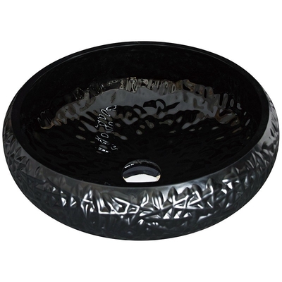 lavandino nero della nave del bagno di altezza di 440mm intorno a Crystal Ball Shape esteriore laccato