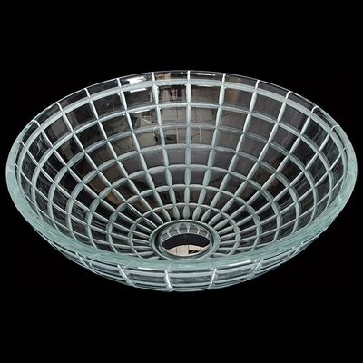 Lunghezza di vetro temperata della ciotola 420mm del lavabo intorno al lavandino di vetro di vanità della nave