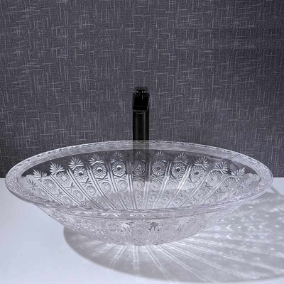 Lunghezza ovale di Crystal Clear Vanity 530mm del ripiano della ciotola del lavabo di forma