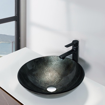 Singolo lavandino rotondo del bagno della ciotola con il bacino classico di vanità del controsoffitto della stagnola