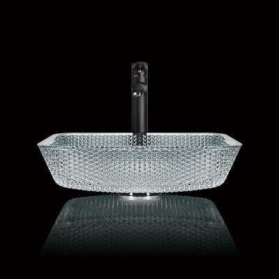 la vanità del controsoffitto di lunghezza di 400mm affonda il quadrato di Crystal Clear Glass Vessel Diamond