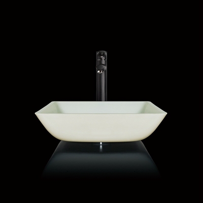 I lavabi del bagno del Super Clear hanno temperato la ciotola quadrata senza cuciture bianca di vetro del lavandino