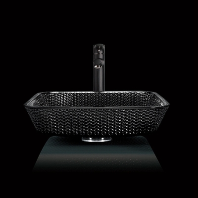 il bagno di vetro nero spesso di 12mm affonda il quadrato di cristallo dell'OEM di altezza di 400mm sopra il contro lavandino