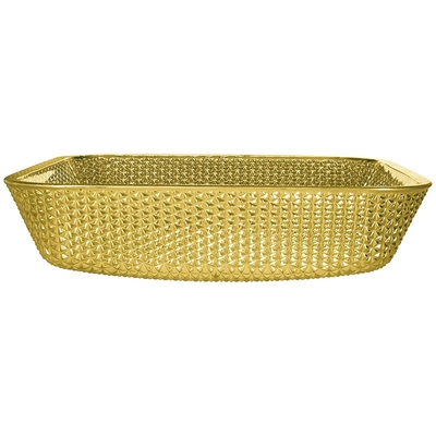I lavandini cromati di vanità del controsoffitto quadrano la nave di vetro Crystal Luxury Gold Color