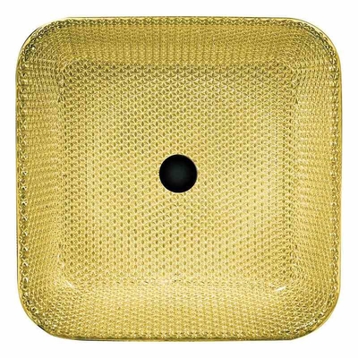 I lavandini cromati di vanità del controsoffitto quadrano la nave di vetro Crystal Luxury Gold Color