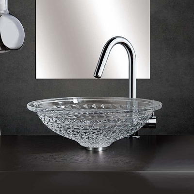 Il giro Crystal Wash Basins Hand Wash 415mm 140mm per l'hotel la pressofusione
