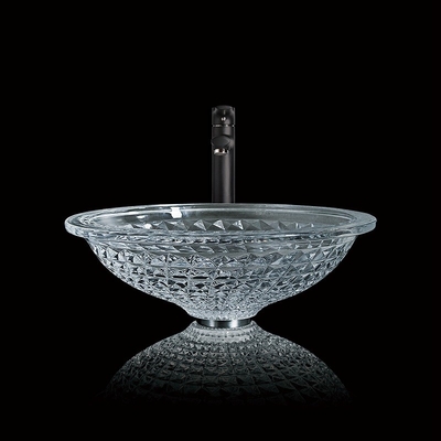 Il giro Crystal Wash Basins Hand Wash 415mm 140mm per l'hotel la pressofusione