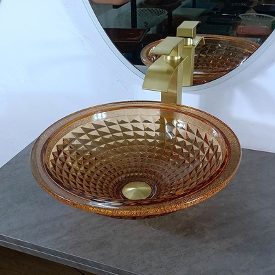 Progettazione italiana Amber Glass Vessel Sink della ciotola rotonda artistica del bacino di vanità