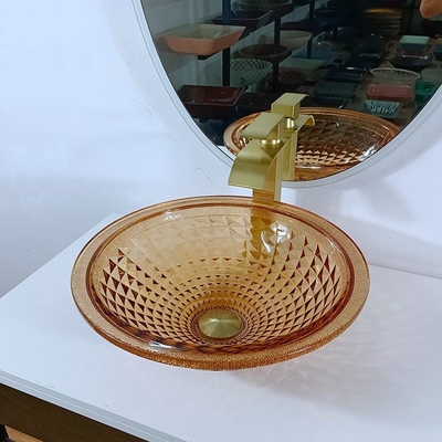Progettazione italiana Amber Glass Vessel Sink della ciotola rotonda artistica del bacino di vanità