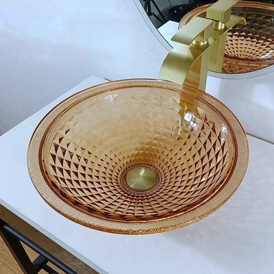 Progettazione italiana Amber Glass Vessel Sink della ciotola rotonda artistica del bacino di vanità