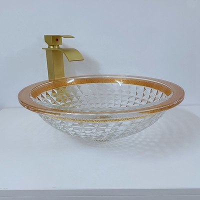 Lavabo variopinto del bordo dell'oro 450mm Diamond Deep Vessel Cone Shape elegante