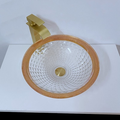 Lavabo variopinto del bordo dell'oro 450mm Diamond Deep Vessel Cone Shape elegante