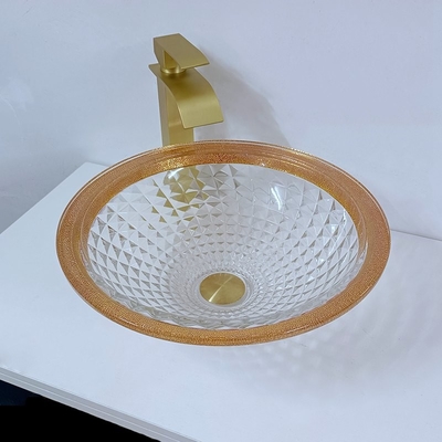 Lavabo variopinto del bordo dell'oro 450mm Diamond Deep Vessel Cone Shape elegante