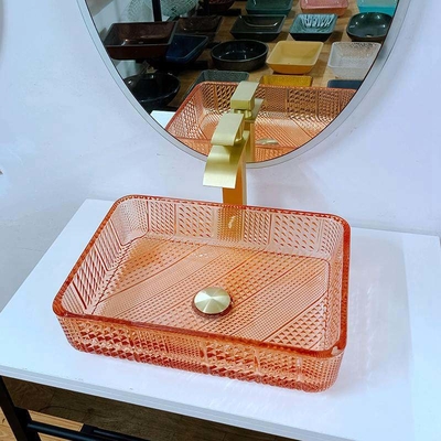 Bacino L445 arancio rettangolare * W330 di Crystal Vanity Top Glass Wash * H105mm 12mm spesso