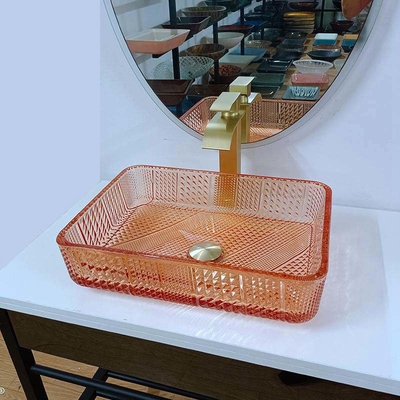 Bacino L445 arancio rettangolare * W330 di Crystal Vanity Top Glass Wash * H105mm 12mm spesso