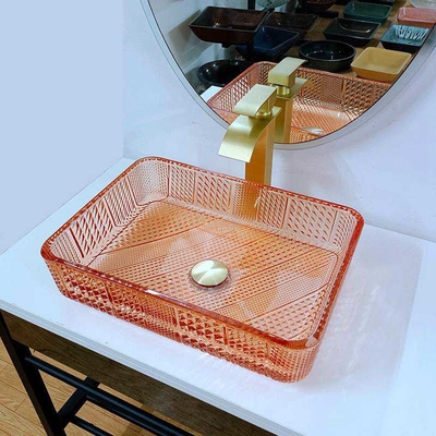 Bacino L445 arancio rettangolare * W330 di Crystal Vanity Top Glass Wash * H105mm 12mm spesso