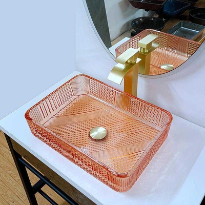 Bacino L445 arancio rettangolare * W330 di Crystal Vanity Top Glass Wash * H105mm 12mm spesso