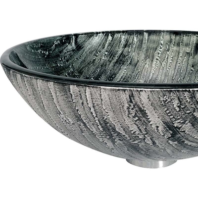 Incisione del disegno superiore della mano del lavandino del bagno del nero del lavabo della tavola rotonda