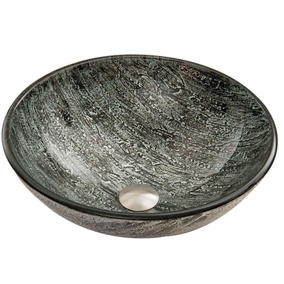 Incisione del disegno superiore della mano del lavandino del bagno del nero del lavabo della tavola rotonda
