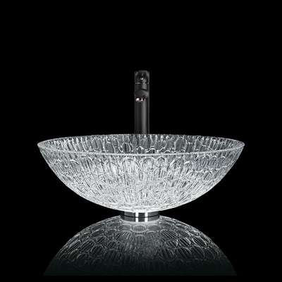 Ciotola di vetro artistica rotonda del lavandino della nave di Crystal Wash Basins 130mm dell'hotel per il bagno domestico