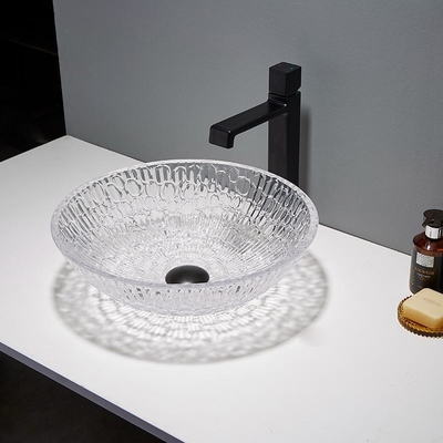 Ciotola di vetro artistica rotonda del lavandino della nave di Crystal Wash Basins 130mm dell'hotel per il bagno domestico