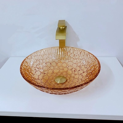 Grande cristallo rotondo moderno del lavandino rotondo basso di vetro su ordinazione della nave