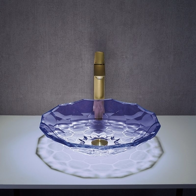 Moderni sfaccettati modellano il lavabo porpora dell'OEM del lavandino di vetro del bagno