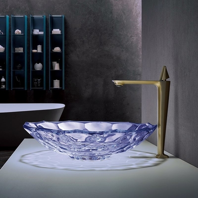 Moderni sfaccettati modellano il lavabo porpora dell'OEM del lavandino di vetro del bagno