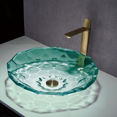 OEM di vetro di stile di colore verde del lavabo del chiaro bagno ultimo