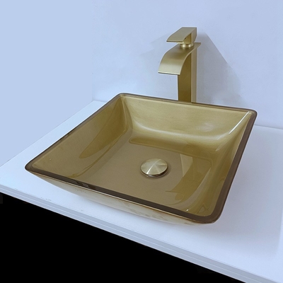 400m l'imbarcazione del quadrato che dell'affondare del bacino della toilette liscia l'oro spazzolato hanno temperato di vetro