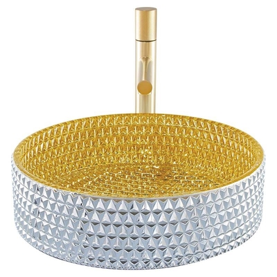 Altezza interna dell'OEM del lavabo di colore di vetro robusto 120mm dell'oro
