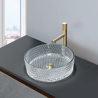 Il lavabo di vetro del bagno Trace Silver Color Easy To pulisce