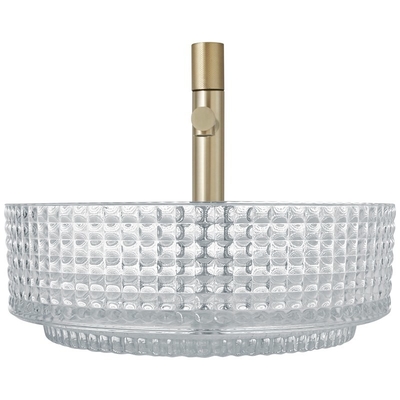 Lavabo di vetro a forma di del cilindro europeo Crystal Clear Sink Diemater 14,8»